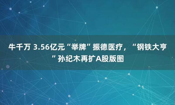 牛千万 3.56亿元“举牌”振德医疗，“钢铁大亨”孙纪木再扩A股版图