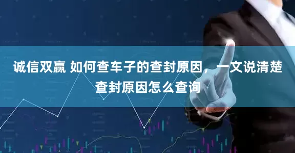 诚信双赢 如何查车子的查封原因，一文说清楚查封原因怎么查询
